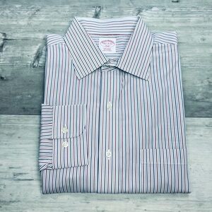 Brooks Brothers White w/ Navy & Red Stripe Dress Shirt 16.5 36/37